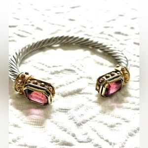 Silver & amethyst cuff bracelet